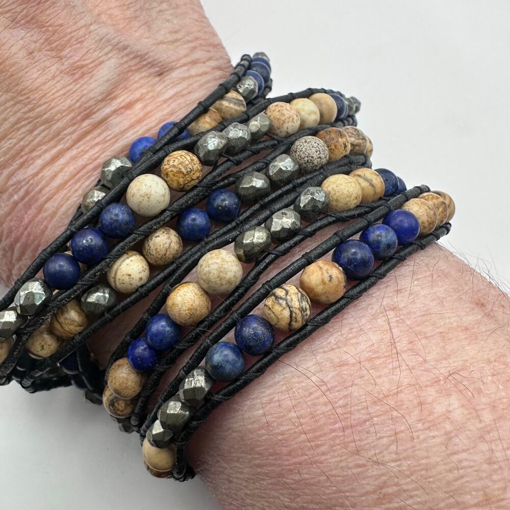 Wrap Beaded Bracelet Bohemian Casual Black Blue Tan Boho Western Jewelry